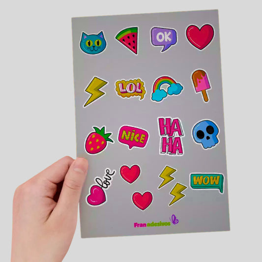 Cartela de Adesivos Personalizados