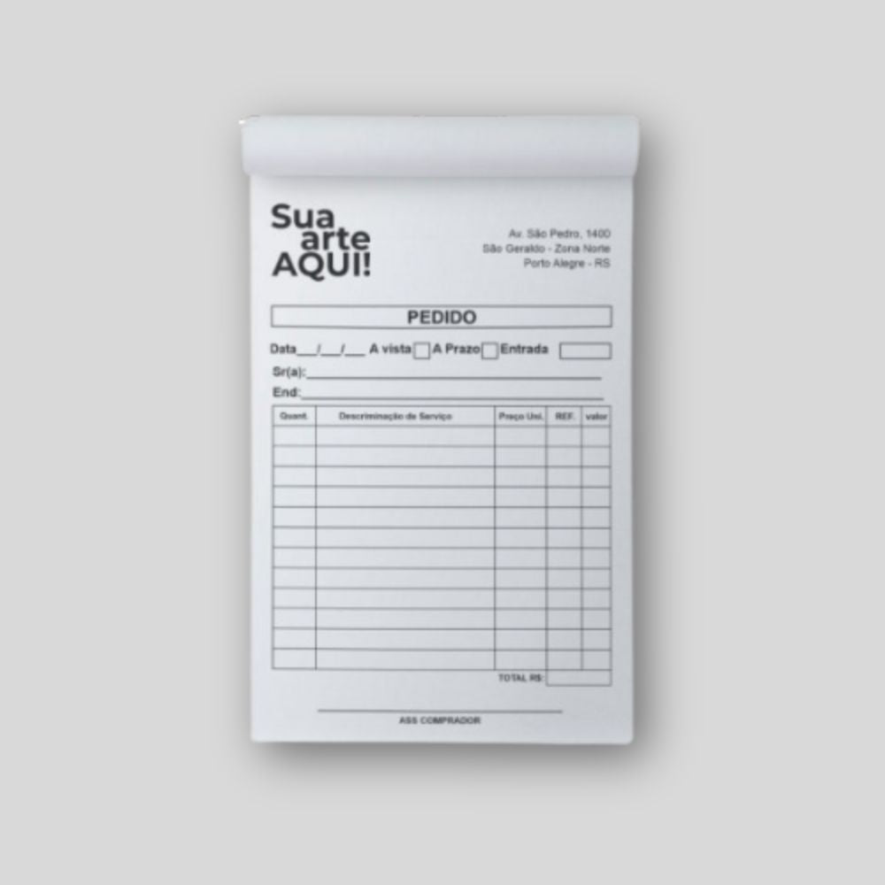 Bloco de Pedidos e Talão